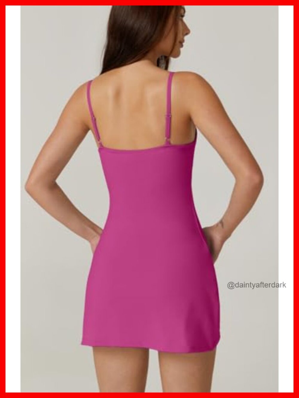 Women's Spaghetti Strap Tennis Dress with Built-in Shorts, Side Slit Athletic - Picture 2 of 5